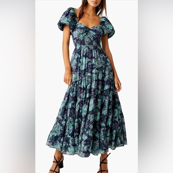 NEW Free People sundrenched short sleeve maxi dress XL B1307
